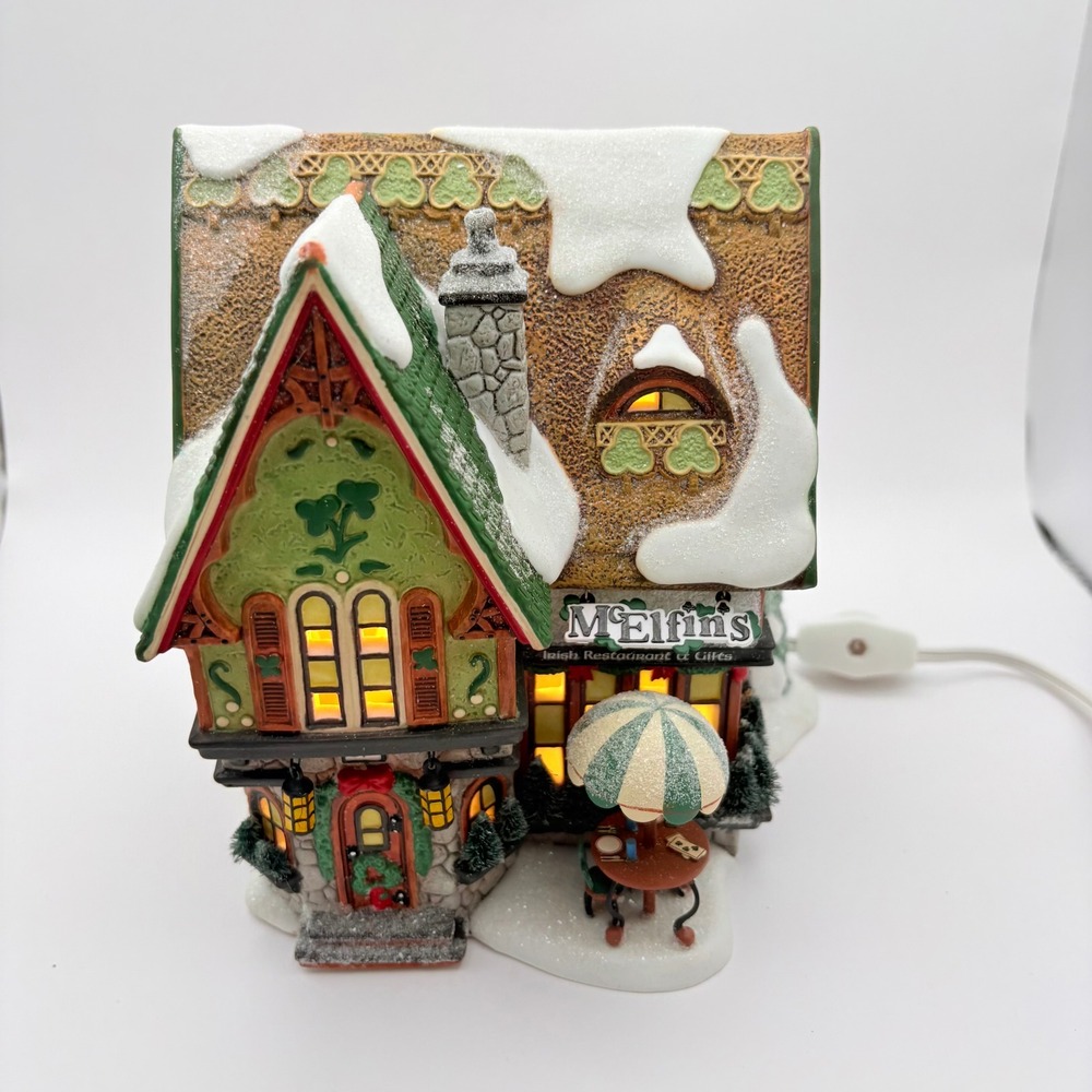 Department 56 North Pole Series McElfin's Irish Restaurant & Gifts Green